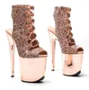 Dance Shoes Leecabe 20cm/8inches Beautiful Leopard Upper With Gold Color Pole Ankle High Heel Platform Dancing Boot