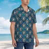 Męskie koszule hawajskie koszula wakacje gotycka czaszka bluzki hipster nowoczesne vintage męskie topy z krótkim rękawem