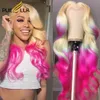 Honung Blond Hot Pink 13x4 Spets Front Body Wave Wig Human Hair Blue Ombre Colored Green 613 Frontal Wigs For Women Preplucked