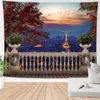 Tapisches de vacances Paysage Tapestry rétro Décorations européennes Natural Natural SEA Mountain Beach Dormitory Home Decor Ins for Balcony R0411