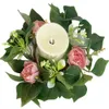 Candle Ring Artificial Flower Greenery Wreath Mini Candle Wreaths for Pillars Farmhouse Wedding Table Party Home Decoration