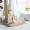 Korallrosa naturliga marmoruppsättning för badrum tvål dispenser tvål maträtt tandborste hållare vävnadslåda bricka badrumstillbehör