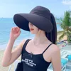 Chaps à bord large grandes femmes du chapeau d'été plage du soleil Panama Protection solaire Caps pliables Baquet de cou UV X7R6