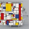 Rideaux de douche Mondrian jaune géométrique imperméable rideau en polyester coloré de salle de bain de salle de bain à la maison avec ensembles