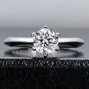 Anelli di cluster Jewepisode Gra certificata 1ct Moissanite Ring VVS1 Lab Diamond Solitaire per donne Impegno per le fette di nozze gioielli