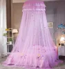 Elegante tule bed koepel bed netnas luifel cirkelvormige roze ronde koepel beddengoed muggen net voor twin queen king8767746