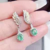 Dange oorbellen Natural Real Green Emerald Drop Earring Luxe stijl 0.5CT 2PCS Gemstone 925 Sterling Silver Fine Jewelry L243184