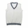 Breathable Classic Men Patchwork Color Vest Couple Soft Knitwear High Elasticity Sweater Vest Top V Neck Daily Clothing
