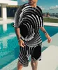 Summer Beach Men's's Tshirt Set Modèles psychédéliques 3D Print Men Woman T-shirt surdimension