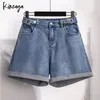 Plus size brede poot shorts jeans vrouwen 7xl high street American Elegant chic elastische hoge taille demin korte oversized broek mujer 240328