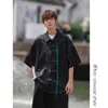 Men's Casual Shirts Male Chinese Style Shirt Mens Tops Tang Suit Short Sleeve Solid Traditional China Hanfu Big Size M-5XL