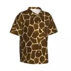 Camisas casuais masculinas Camisa de verão praia giraffe lâmpadas estampas de impressão de animais selvagens homens soltos manga curta roupas de estilo de rua