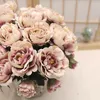 Decorative Flowers 2Pcs European Peony Artificial Flower Vase For Home Wedding Bridal Bouquet Silk Rose Fake Year's Christmas Decoration