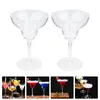 Disposable Cups Straws 2 Pcs Cocktail Glass Cup Pub Stem Flute Plastic Glasses Margarita Stemmed S Drinking Juice Wholesale