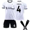 2223 Новый гостей 11 Salah Grey White Set Set 27 Darwin Jersey с длинными носками