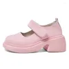 Klänningskor Pink Mary Jane Women 2024 Spring Autumn Round Toe Platform Heels