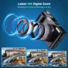 Câmera digital 4K de alta qualidade com foco automático de 48MP para vlogging do YouTube, zoom digital 16x, tela flip, anti-shake, flash, cartão SD, câmera HD compacta, 2 baterias incluídas
