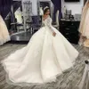 Gorgeous Princess Lace Appliques Wedding Dresses Sheer Neck Long Sleeve Wedding Gowns Bridal Dress Vestido De Novia