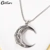 Collares colgantes geiteri hiphop rosa luna para mujeres hombres unisex silver color hojas