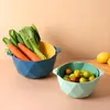 Kitchen Drain Basket Double-layer Rice Fruits Vegetable Cleaning Strainer Bowls Plastic Drainer Colanders Kitchen Accessories