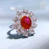 Cluster Rings 925 Silver Red Treasure 8 10 Denier Ring Women's Luxury Surround Set Vintage Wholesale