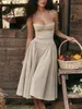 Poitrine enveloppée Aline Dres Spaghetti Spaghetti Spaghetti Backless Corset Elegant Party MIDI DRESS Streetwear 240402