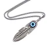 3st Blue Eyes Feather Pendant Handgjorda halsband Kvinnor Giftblad Evil Eys Charms för DIY Juvelt Making Accessories Assomada