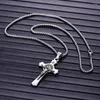 Colliers pendants punk en acier inoxydable St Benedict Médaille Saint Jésus Inri Crucifix mural pour les hommes bijoux catholiques CSSML