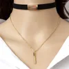 Choker svart sammet halsband strip rep kedja bar fyrkantig rör chocker kvinnor krage mujer collier femme ras du cou