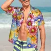 Casual shirts voor heren Hawaiiaans shirt vakantie kleurrijke daisy blouses bloemenprint vintage mannelijke korte mouw comfortabele kleding