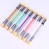 1 Pcs Double-ended Gradient Shading Pen Dotting Brush Sponge Head Rhinestone Handle Nail Art Brush Nail Art Painting Tool