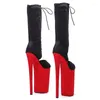 Sapatos de dança Auman Ale 26cm/10 polegadas preto com camurça vermelha Upper Sexy Exótica Alta Plataforma de Partemas Botas de Botas 002