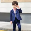 Broek voor broek verzenden van jongenspakken voor bruiloften kinderen dubbele borsten blazer broeken 2 stks outfit enfant mariage garcon kinderen smoking kostuum, h114