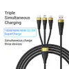 3 IN1 Câble de charge rapide USB Type C Micro Portable 6A 100W Cordon de charge USB multiple pour iPhone14 13 Pro Samsung Xiaomi Huawei