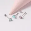 1 st Antialllergy Steel Opal Tongue Rings for Women Heart Shape Ear Tragus Brosket Cheek Piercing Smycken 14G16G 240409