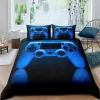 Gamer duvet cover för pojkar spel coola spel gamepad sängkläder tonåring gåvor videospel controller modern gradient röd och blå