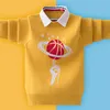 Children Sweater 3-17T Kids Spring Warm Jacket Baby Boys Pullovers Long Sleeve Knitted Velvet Turtleneck Shirt Collar Outwear