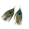 Bohemian Retro National Style Bijoux Jade Perle Long Design Peacock Peacock Feather Drop Ooys For Women Jewelry Accessoires