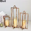 Titulares de velas nórdicos de ouro geométrico lantern metal castlestick decoração de vidro de vidro de natal bougies et suporta decoracao para casa