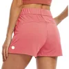 L Womens Yoga Shorts Outfits With Exercise Fitness Wear Short Pants Girls Running Elastic Pants Sportswear Pockets Women Leggings Quick Dry Speed Up Gym Clothes