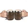 Mugs 450Ml Wood Style Beer Mug Portable Barrel Cup Double Wall Drinking Christmas Gift For Tea Milk Drop Delivery Home Garden Kitchen Otqxi