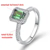 Emerald Full Moissanite Diamond Lady's Emerald Green Ring S925 Sterling Sliver plaqué 18k Gold Classic Top Quality G for Women