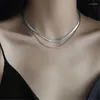 Pendanthalsband 925 Silverpläterad dubbelskiktskedja Charm Pendent Halsband Elegant Party Punk Jewelry for Women Choker Gift DZ007