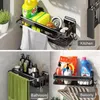 Kitchen Storage Rack Sponge Drain Racks Alumimum Wall Hanging Brush Bathroom Soap Holder Sink Desktop Organizer