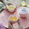 Conjuntos de chá de chá conjunto de chá chinês FLOR Gaiwan Copo Cerâmica Cerâmica Caixa de presente de porcelana rosa feminina