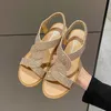 Topp Sandaler Heel Girl Summer Sandal Women Fashion Versatile Student Outwear Dress Fairy Roman Style Shoes Sandles Heels 240228