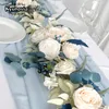 Eucalyptus Willow Leaf Garland Champagne Fleur Marriage Sweetheart Table Centres de table HECHECE Decor