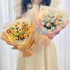 Decorative Flowers Artificial Flower Bouquet Crochet Woven Eternal Wedding Gifts For Guests Mother's Day Gift Decoration