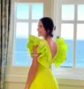 Robes de fête Xijun Sexy Green Longue soirée V collier Slit Prom Prom Pleas Occasion Forme Robes Celebrity robe 2024