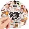 10/25/50pcs Leisure Kawaii Vintage Tee Kaffee Aufkleber DIY Skateboard Laptop Gepäckbike Motorrad Motorrad Telefon PVC wasserdicht